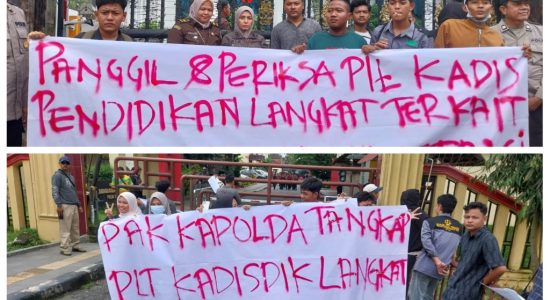 Massa PMI Demo di Poldasu dan Kejatisu Desak Periksa PLT Kadisdik Langkat