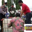 Personil Polsek Tambut – Muspika Dan Pemdes Adakan Penyemprotan Disinfektan Serentak , sambut HUT Bhayangkara ke -74 tahun 2020
