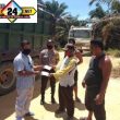 Pengusaha Mahato Togu L Gaol  serahkan Bantuan Material untuk Peningkatan Perbaikan Jalan Simpang KUD Menuju Simpang 6  Mahato Rohul