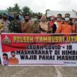 Polsek Tambusai Utara Bersama Upika ,Adakan  Giat Apel Bersama “Sembari  Bagikan  Masker Secara Serentak